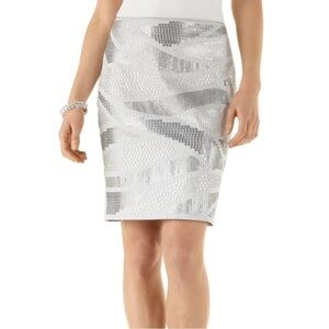 WHBM Metallic Sequin Silver Gray Pattern Mini Skirt Size 6